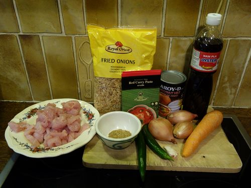 Ingrédients pour le curry rouge Thaï
